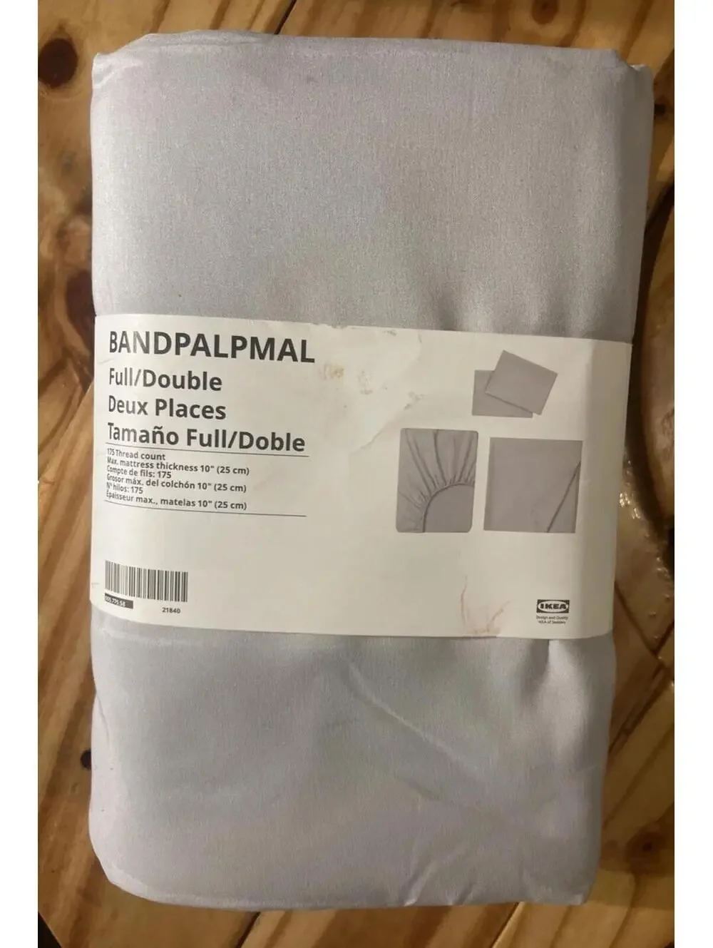 IKEA BANDPALPMAL Sheet Set - Light Gray - Full/Double - 005.775.58 - NEW